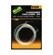 Противозакручивательс вертлюгом Fox Edges Fluorocarbon Fused Leaders 30lb Size10 Kwik Change Swivel 115cm